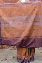 Load image into Gallery viewer, Lekhika Sambalpuri Bandha saree overhead full view — geometric check body, stripe border, mercerized cotton, Pasapali
