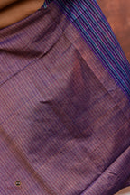 Lekhika Sambalpuri Bandha saree geometric ikat motif detail — resist-dyed double ikat in light brown and navy, Pasapali