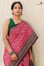Load image into Gallery viewer, Mercerized cotton texture detail — Lilavati pink Sambalpuri double ikat saree by Pasapali Odisha
