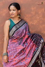 Load image into Gallery viewer, Maitreyi Pink Sambalpuri Bandha mercerized cotton saree — full hero view, fish border, phula chakra pallu | Pasapali
