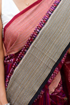 Mandira Sambalpuri Bandha saree — body weave showing warp and weft ikat alignment in the kumbha motif | Pasapali