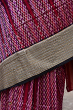 Mandira mercerized cotton Sambalpuri saree — fabric surface detail showing Bandhakala resist-dye thread structure | Pasapali