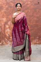 Mandira mercerized cotton Sambalpuri saree — fabric texture detail showing 120 warp 120 weft Bandhakala weave | Pasapali