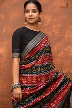 Matangi — handloom drape view of maroon Sambalpuri cotton saree featuring Bandhakala technique by Pasapali Odisha
