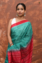 Thread texture detail of Mrinmayee mercerized cotton Sambalpuri Handloom saree by Bhulia weavers, Pasapali