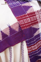 Nirjhari Off-White Kotpad Handloom Cotton saree by Pasapali — full hero view, natural aal bark dye, tribal motifs