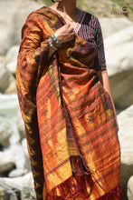 Load image into Gallery viewer, Nishavana Kotpad saree border motif — phoda kumbha interlocking weave in brown, GI certified Kotpad textile
