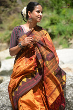 Load image into Gallery viewer, Nishavana Kotpad saree — close-up of matka motif on pallu, organic vegetable dye, authentic Kotpad handloom

