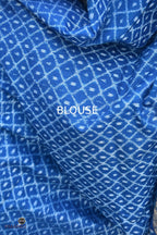 Nishigandha black Sambalpuri cotton saree by Pasapali — full hero view, Bandha double ikat, blue ikat pallu, fish border