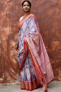 Diamond geometrical body pattern detail of Nityarekha Sambalpuri cotton saree — Bhulia handloom, Odisha
