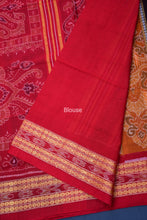 Load image into Gallery viewer, orange coffee floral design sambalpuri cotton saree
