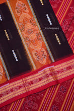 Load image into Gallery viewer, orange coffee floral design sambalpuri cotton saree
