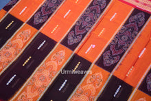 Load image into Gallery viewer, orange coffee floral design sambalpuri cotton saree

