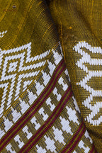 Pallava pallu 2 — pharsa axe tribal symbol, extra-weft Kotpad pallu, Tussar Cotton Silk Odisha