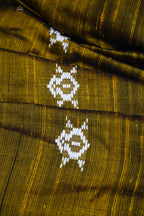 Pallava body weave 2 — macha pharsa motifs, aal bark natural dye, Mirgan weavers Kotpad saree
