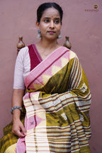 Pallava Kotpad saree handloom drape — tribal motif weave, vegetable dye Odisha, Pasapali collection