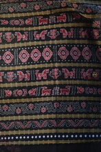 Load image into Gallery viewer, Pasarekha Grey Sambalpuri cotton saree draped front view — double ikat Bandha weave by Bhulia weavers, Pasapali
