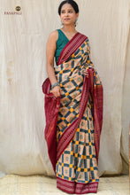 Load image into Gallery viewer, Pashika Sambalpuri cotton saree texture detail — Bandhakala Bandha double ikat weave surface on 120x120 thread count mercerized cotton
