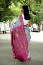 Load image into Gallery viewer, NeelPriya - Light Sky Blue Mercerized Cotton Sambalpuri Saree with Fish &amp; Shankh Motifs
