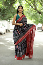 Load image into Gallery viewer, Black Sambalpuri Cotton Saree | Mayur Pasapali Ikat – Pasapali
