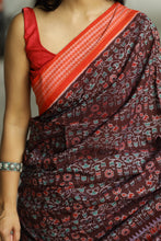 Load image into Gallery viewer, Hansa Lata - Mercerized Cotton Sambalpuri Saree with Floral Vine &amp; Hansa Motifs
