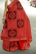 Load image into Gallery viewer, Orange &amp; Maroon Sambalpuri Cotton Saree | Circular Flower Ikat – Pasapali
