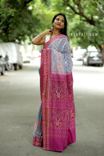 Load image into Gallery viewer, NeelPriya - Light Sky Blue Mercerized Cotton Sambalpuri Saree with Fish &amp; Shankh Motifs
