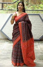 Load image into Gallery viewer, Hansa Lata - Mercerized Cotton Sambalpuri Saree with Floral Vine &amp; Hansa Motifs
