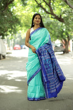Load image into Gallery viewer, Mulberry Silk Sambalpuri Saree | Sea Green Fish Motif - Pasapali
