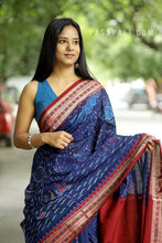 Load image into Gallery viewer, Gramya Drishya - Parvat-Sarita Kahaani - Sambalpuri Saree with Village Landscape Ikat Motifs
