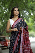 Load image into Gallery viewer, Mercerized Cotton Sambalpuri Saree | Black Mayura Pankh - Pasapali
