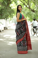 Load image into Gallery viewer, Black Sambalpuri Cotton Saree | Mayur Pasapali Ikat – Pasapali
