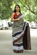 Load image into Gallery viewer, Mercerized Cotton Sambalpuri Saree | Tribal Peacock Ikat – Pasapali
