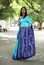 Load image into Gallery viewer, Mulberry Silk Sambalpuri Saree | Ratha Chakra Sky Blue - Pasapali
