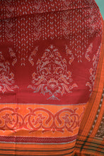 Load image into Gallery viewer, Mercerized Cotton Sambalpuri Saree Lakshmi Paduka Red &amp; Orange - Pasapali
