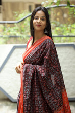 Load image into Gallery viewer, Hansa Lata - Mercerized Cotton Sambalpuri Saree with Floral Vine &amp; Hansa Motifs
