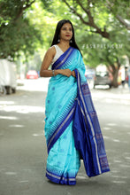Load image into Gallery viewer, Mulberry Silk Sambalpuri Saree | Ratha Chakra Sky Blue - Pasapali
