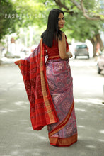 Load image into Gallery viewer, PadmaSūrya - Sambalpuri Saree with Konark Chakra &amp; Temple Motifs
