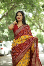 Load image into Gallery viewer, Vruksha Pravah - Mercerized Cotton Sambalpuri Saree with Vriksha (Tree of Life) Ikat Motif
