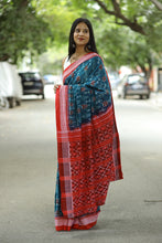 Load image into Gallery viewer, Tribal Tara – The Teal Heritage Saree sambalpuri saree

