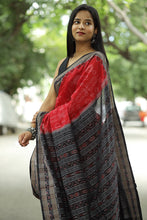 Load image into Gallery viewer, Traditional Sambalpuri saree in auspicious red with Rudraksh motifs and Ikat pallu – Pasapali
