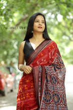 Load image into Gallery viewer, Rudrarekha - Dark Red Cotton Sambalpuri Saree with Tribal and Multicolor Bandha Motifs
