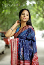 Load image into Gallery viewer, Gramya Drishya - Parvat-Sarita Kahaani - Sambalpuri Saree with Village Landscape Ikat Motifs
