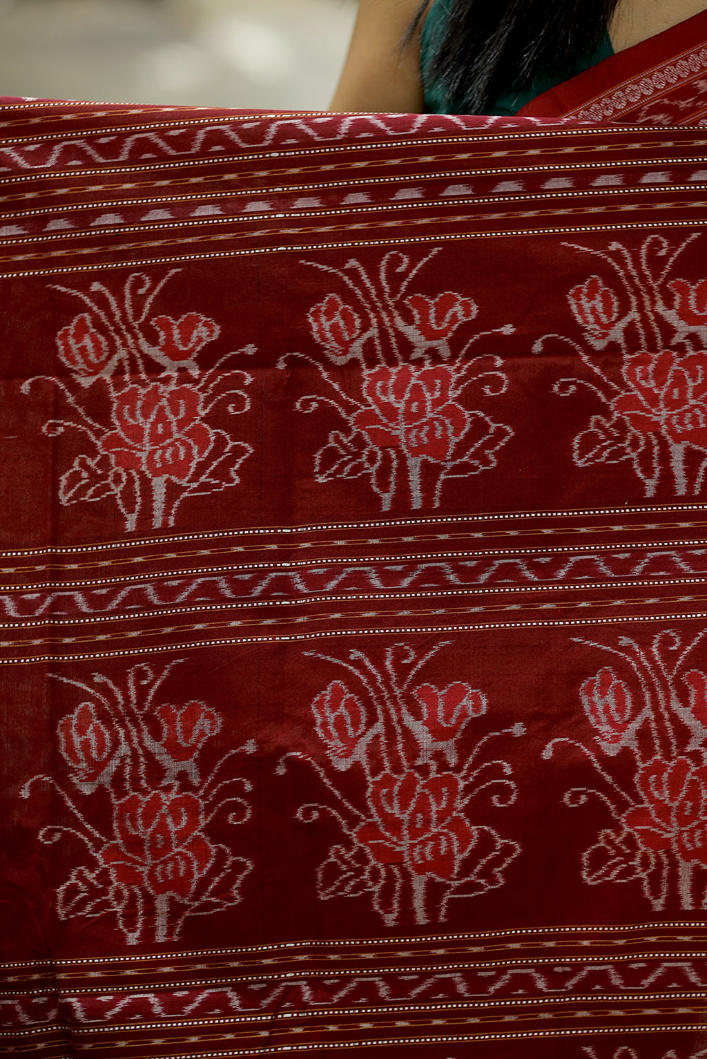 Black Sambalpuri Cotton Saree | Mayur Pasapali Ikat – Pasapali