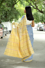 Load image into Gallery viewer, Neelprabha - Pastel Blue Cotton Phoda Kumbha Sambalpuri Saree with Temple and Fish Motifs – Pasapali
