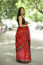 Load image into Gallery viewer, Rudrarekha - Dark Red Cotton Sambalpuri Saree with Tribal and Multicolor Bandha Motifs
