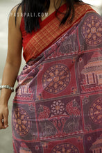 Load image into Gallery viewer, PadmaSūrya - Sambalpuri Saree with Konark Chakra &amp; Temple Motifs
