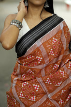 Load image into Gallery viewer, Rust Pasapalli Sambalpuri Saree Floral Ikat Grid - Pasapali
