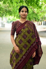 Load image into Gallery viewer, Mercerized Cotton Sambalpuri Saree with Stripe Ikat &amp; Jhoti Motif – Pasapali
