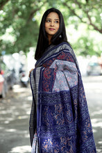 Load image into Gallery viewer, Neel Matsya - Sambalpuri Saree with Silver Fish &amp; Floral Motifs
